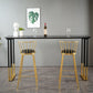 Glam Rectangle Bar Table Set 1/2/3/4 Pieces Faux Marble Pub Set for Dining Room 3 Pieces: 1 Black Table, 2 Black Gold Stools Clearhalo 'Bar Furniture' 'furn' 'furn_home_bar_bar_sets' 'Furniture' 'Home Bars & Bar Sets' 'home_bar_bar_sets' 'Kitchen & Dining Furniture' 6566000