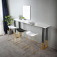 Glam Rectangle Bar Table Set 1/2/3/4 Pieces Faux Marble Pub Set for Dining Room 4 Pieces: 1 White Table, 2 White Stools, 1 Black Stool Clearhalo 'Bar Furniture' 'furn' 'furn_home_bar_bar_sets' 'Furniture' 'Home Bars & Bar Sets' 'home_bar_bar_sets' 'Kitchen & Dining Furniture' 6566001