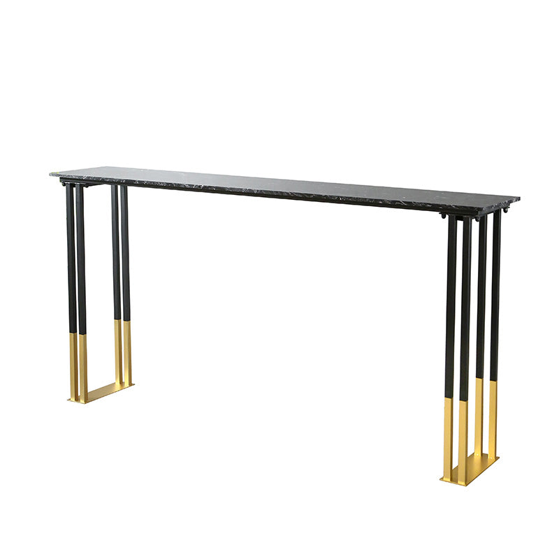Glam Rectangle Bar Table Set 1/2/3/4 Pieces Faux Marble Pub Set for Dining Room Black 79"L x 16"W Clearhalo 'Bar Furniture' 'furn' 'furn_home_bar_bar_sets' 'Furniture' 'Home Bars & Bar Sets' 'home_bar_bar_sets' 'Kitchen & Dining Furniture' 6566005