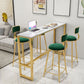 Glam Style Bar Set 1/2/3/5 Pieces Faux Marble Rectangle Counter Set 5 Pieces: Table, 4 Green Stools Clearhalo 'Bar Furniture' 'furn' 'furn_home_bar_bar_sets' 'Furniture' 'Home Bars & Bar Sets' 'home_bar_bar_sets' 'Kitchen & Dining Furniture' 6566092