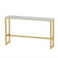Glam Style Bar Set 1/2/3/5 Pieces Faux Marble Rectangle Counter Set White Gold 118.1"L x 15.7"W Clearhalo 'Bar Furniture' 'furn' 'furn_home_bar_bar_sets' 'Furniture' 'Home Bars & Bar Sets' 'home_bar_bar_sets' 'Kitchen & Dining Furniture' 6566096