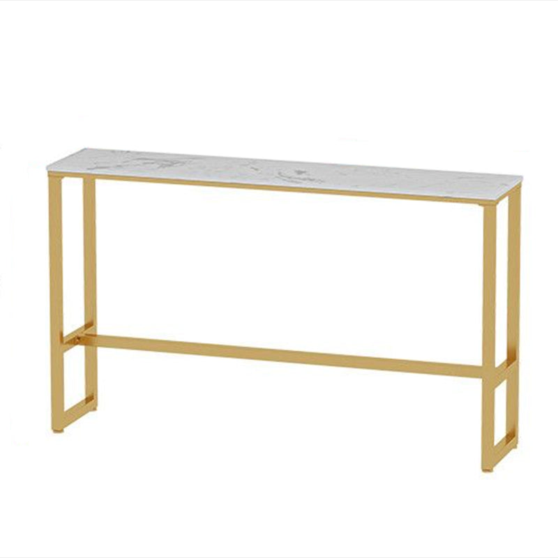 Glam Style Bar Set 1/2/3/5 Pieces Faux Marble Rectangle Counter Set White Gold 118.1"L x 15.7"W Clearhalo 'Bar Furniture' 'furn' 'furn_home_bar_bar_sets' 'Furniture' 'Home Bars & Bar Sets' 'home_bar_bar_sets' 'Kitchen & Dining Furniture' 6566096