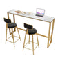 Glam Style Bar Set 1/2/3/5 Pieces Faux Marble Rectangle Counter Set 3 Pieces: Table, 2 Black Stools Clearhalo 'Bar Furniture' 'furn' 'furn_home_bar_bar_sets' 'Furniture' 'Home Bars & Bar Sets' 'home_bar_bar_sets' 'Kitchen & Dining Furniture' 6566106