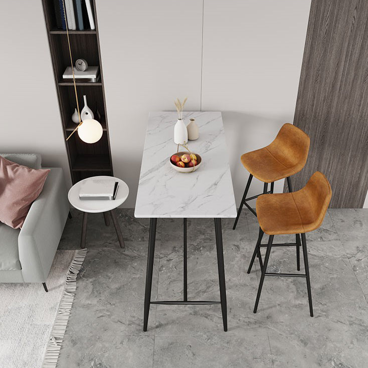 Juego de mesa de bar moderno, juego de barra rectangular de piedra de 1/2/3 piezas con taburetes tapizados