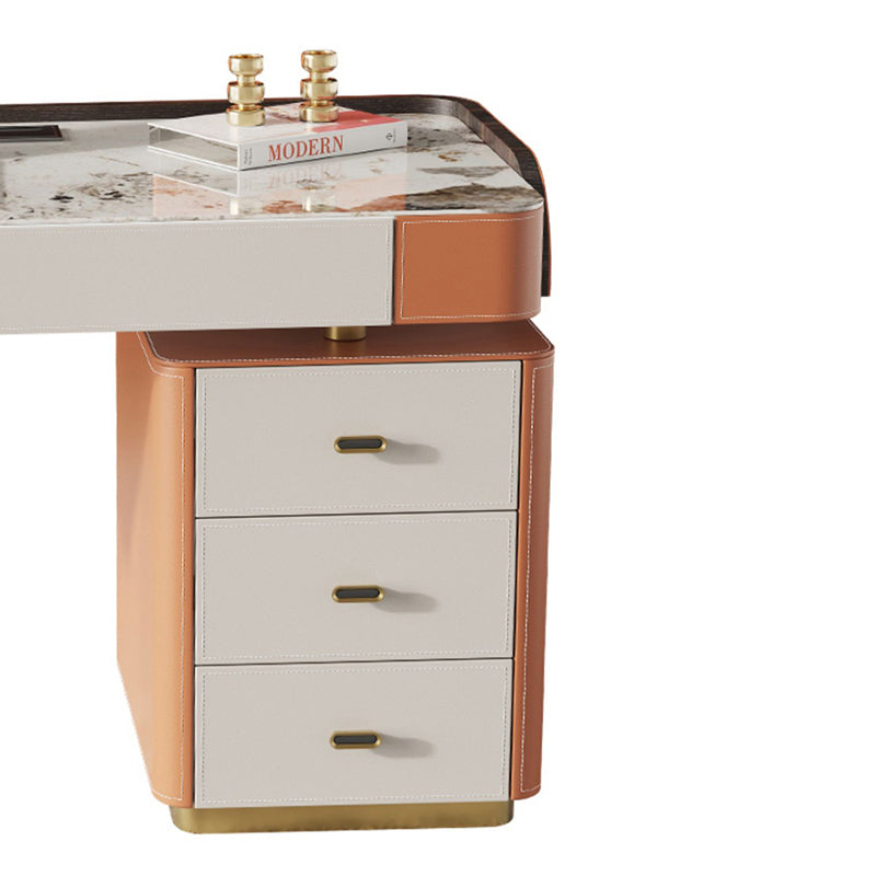 Stein gebogener Büro -Schreibtisch Glam 29.53 "großer Schreibtisch mit Schubladen