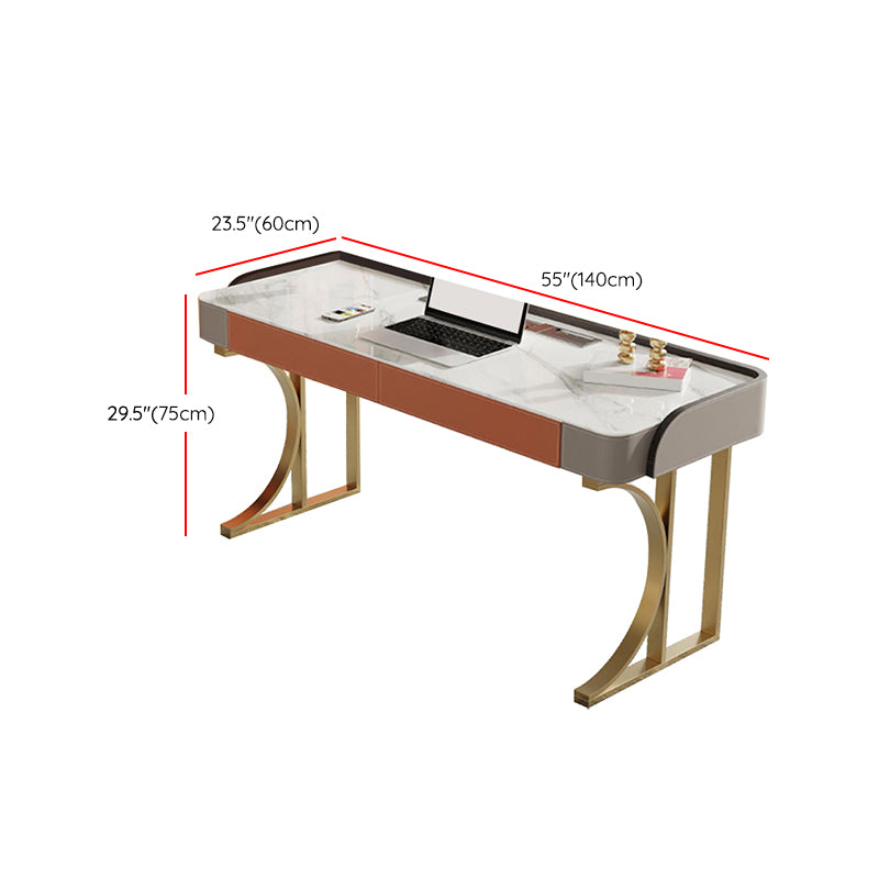 Stein gebogener Büro -Schreibtisch Glam 29.53 "großer Schreibtisch mit Schubladen