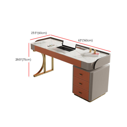 Stein gebogener Büro -Schreibtisch Glam 29.53 "großer Schreibtisch mit Schubladen