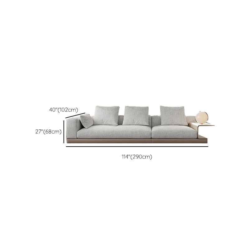 Farmhouse Sectional Sofa with Square Arms in Beige Linen Blend Clearhalo 'furn' 'furn_sectionals' 'Furniture' 'Living Room Furniture' 'Sectionals' 6567130