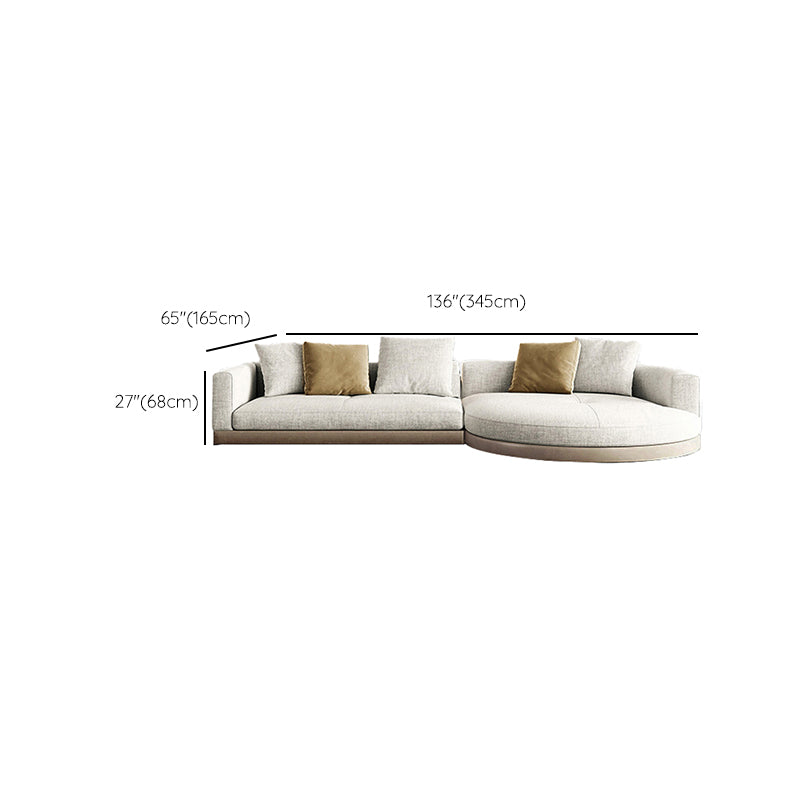 Farmhouse Sectional Sofa with Square Arms in Beige Linen Blend Clearhalo 'furn' 'furn_sectionals' 'Furniture' 'Living Room Furniture' 'Sectionals' 6567132
