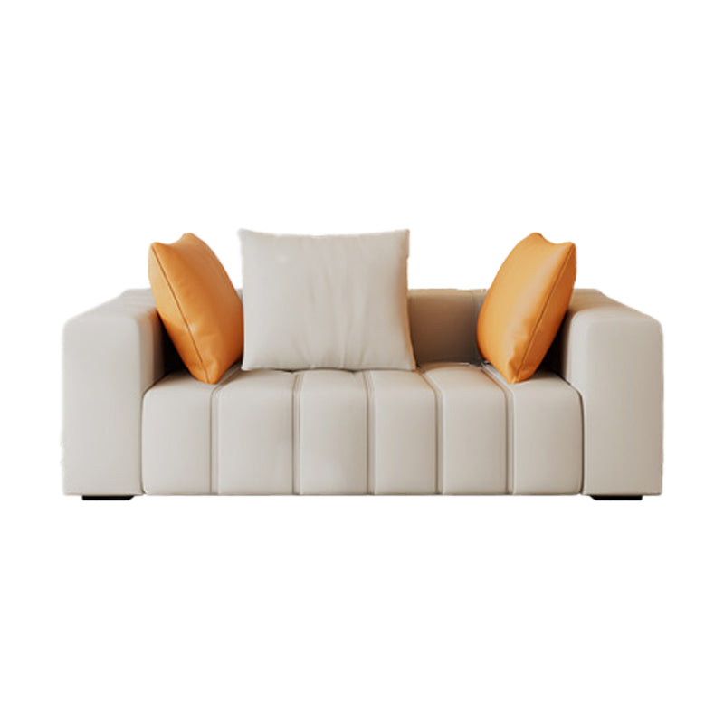 Contemporary White Sectional Sofa with Square Arms and Channel Back 45"L x 39"W x 24"H Clearhalo 'furn' 'furn_sectionals' 'Furniture' 'Living Room Furniture' 'Sectionals' 6567143