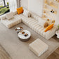 Contemporary White Sectional Sofa with Square Arms and Channel Back Clearhalo 'furn' 'furn_sectionals' 'Furniture' 'Living Room Furniture' 'Sectionals' 6567146