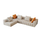 Contemporary White Sectional Sofa with Square Arms and Channel Back Clearhalo 'furn' 'furn_sectionals' 'Furniture' 'Living Room Furniture' 'Sectionals' 6567150