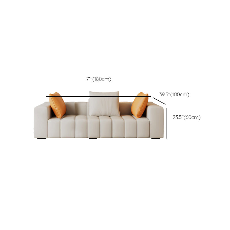 Contemporary White Sectional Sofa with Square Arms and Channel Back Clearhalo 'furn' 'furn_sectionals' 'Furniture' 'Living Room Furniture' 'Sectionals' 6567156
