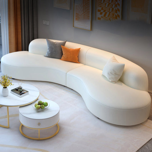 Scandinavian Beige Sectional Sofa with Tight Back Armless Sofa Clearhalo 'furn' 'furn_sectionals' 'Furniture' 'Living Room Furniture' 'Sectionals' 6567197