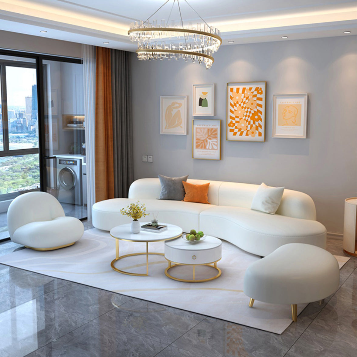 Scandinavian Beige Sectional Sofa with Tight Back Armless Sofa Clearhalo 'furn' 'furn_sectionals' 'Furniture' 'Living Room Furniture' 'Sectionals' 6567204