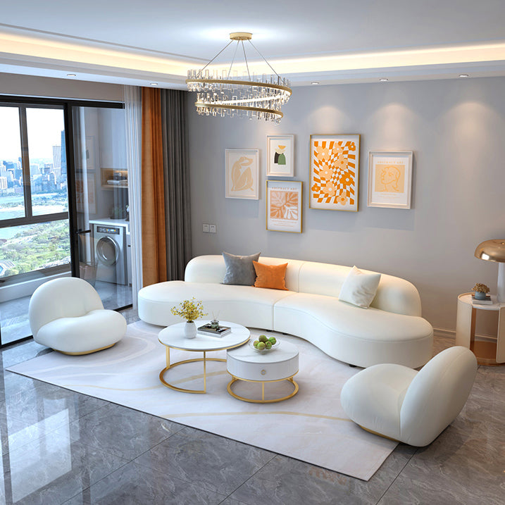 Scandinavian Beige Sectional Sofa with Tight Back Armless Sofa Clearhalo 'furn' 'furn_sectionals' 'Furniture' 'Living Room Furniture' 'Sectionals' 6567205