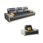 Contemporary Grey Sectional Sofa with Pillow Top Arm in Faux Leather 1-Seater Sofa with 3-Seater Sofa 87"L x 35"W x 39"H Clearhalo 'furn' 'furn_sectionals' 'Furniture' 'Living Room Furniture' 'Sectionals' 6567233