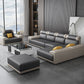 Contemporary Grey Sectional Sofa with Pillow Top Arm in Faux Leather Clearhalo 'furn' 'furn_sectionals' 'Furniture' 'Living Room Furniture' 'Sectionals' 6567239
