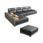 Contemporary Grey Sectional Sofa with Pillow Top Arm in Faux Leather 4-Piece Set Clearhalo 'furn' 'furn_sectionals' 'Furniture' 'Living Room Furniture' 'Sectionals' 6567243
