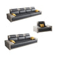 Contemporary Grey Sectional Sofa with Pillow Top Arm in Faux Leather 4-Seater Sofa & 3-Seater Sofa & 1-Seater Sofa None Clearhalo 'furn' 'furn_sectionals' 'Furniture' 'Living Room Furniture' 'Sectionals' 6567245
