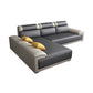 Contemporary Grey Sectional Sofa with Pillow Top Arm in Faux Leather 2-Seater Sofa with Chaise Lounge 106"L x 71"W x 39"H Clearhalo 'furn' 'furn_sectionals' 'Furniture' 'Living Room Furniture' 'Sectionals' 6567246