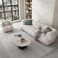 Scandinavian Fabric Sofa Biscuit Back Tuxedo Arm Sofa in White
