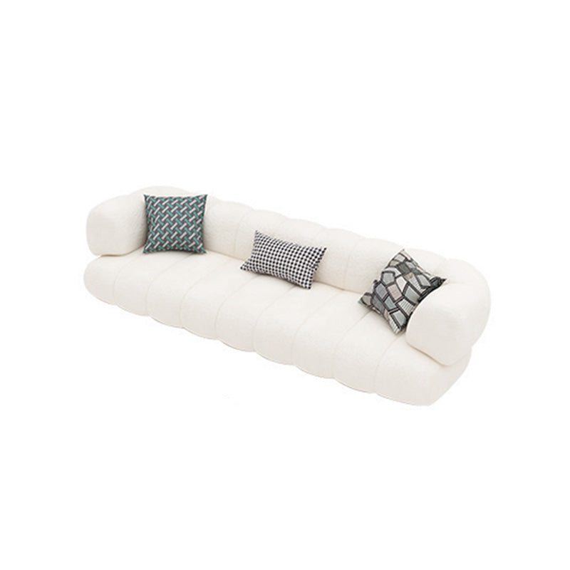 Scandinavian Fabric Sofa Biscuit Back Tuxedo Arm Sofa in White