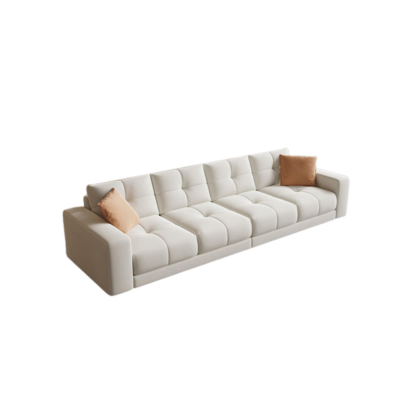 29.52" Tall Square Arm Sofa with Pillows Modern White Tufted Sofa 118.1"L x 39.4"W x 29.5"H Clearhalo 'furn' 'furn_sofas' 'Furniture' 'Living Room Furniture' 'Sofa' 'sofas' 6567277