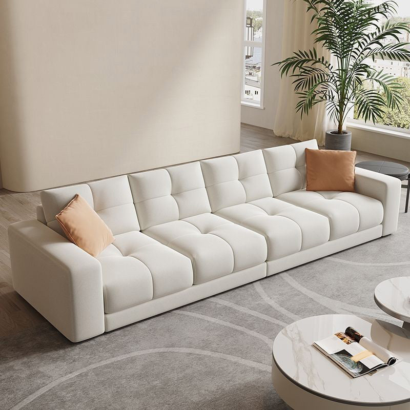 29.52" Tall Square Arm Sofa with Pillows Modern White Tufted Sofa Clearhalo 'furn' 'furn_sofas' 'Furniture' 'Living Room Furniture' 'Sofa' 'sofas' 6567278