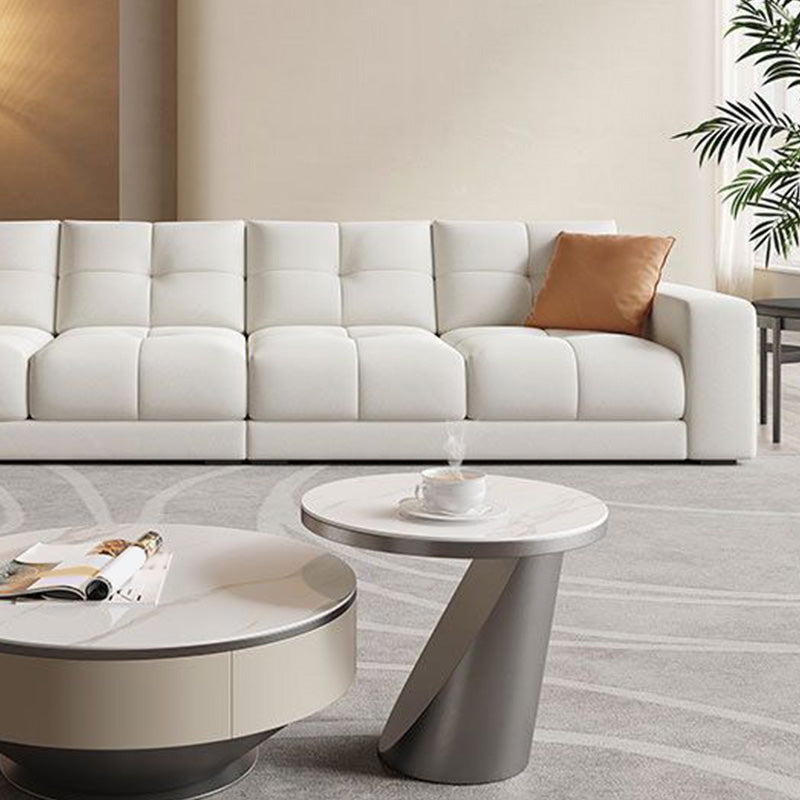 29.52" Tall Square Arm Sofa with Pillows Modern White Tufted Sofa Clearhalo 'furn' 'furn_sofas' 'Furniture' 'Living Room Furniture' 'Sofa' 'sofas' 6567284