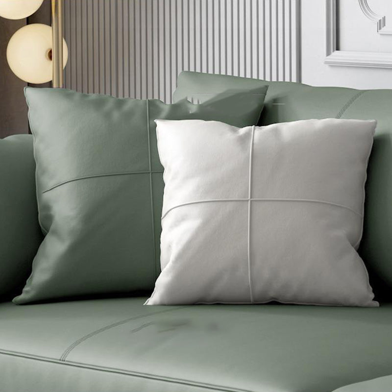 Sofá de brazo acampanado de cuero genuino lujoso sofá verde con almohadas