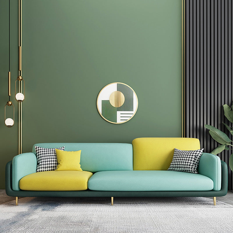 Faux Leather Seating Pillow Top Arm Sofa with Pillows for Living Room 85"L x 35"W x 35"H Blackish Green Clearhalo 'furn' 'furn_sofas' 'Furniture' 'Living Room Furniture' 'Sofa' 'sofas' 6567324