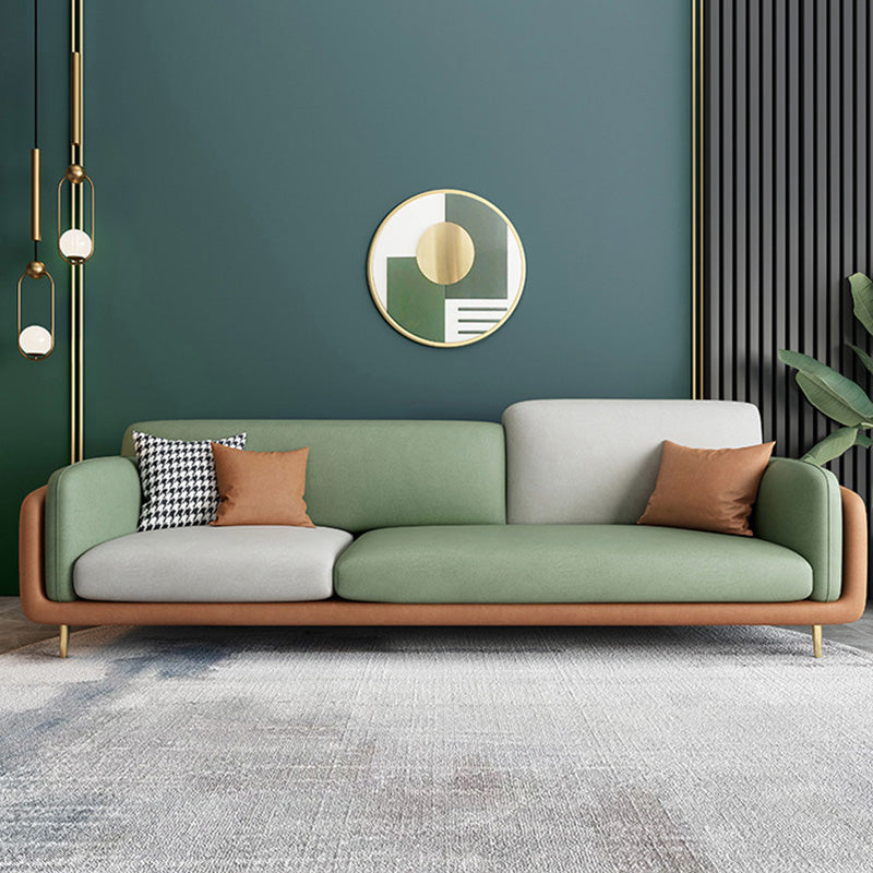 Faux Leather Seating Pillow Top Arm Sofa with Pillows for Living Room 73"L x 35"W x 35"H Orange Clearhalo 'furn' 'furn_sofas' 'Furniture' 'Living Room Furniture' 'Sofa' 'sofas' 6567327