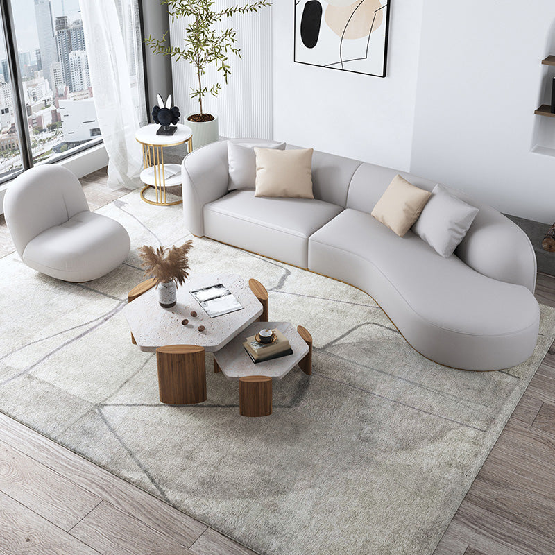 Tuxedo Arm Sofa Cushions with Pillows Seating in White and Beige