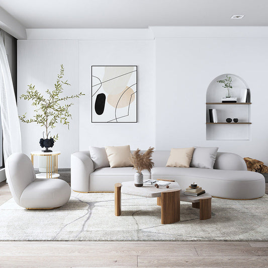 Tuxedo Arm Sofa Cushions with Pillows Seating in White and Beige