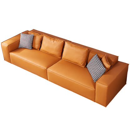 Scandinavian Living Room Sofa Square Arm Pillows Orange Settee