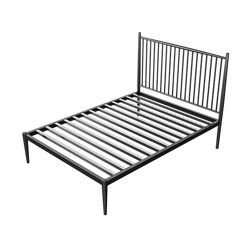 Letto a fila con telaio aperto in metallo contemporaneo con legno rettangolare con gambe metalliche