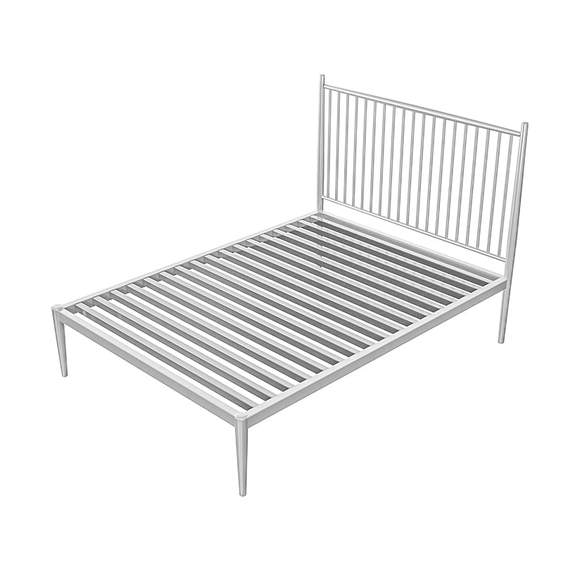 Letto a fila con telaio aperto in metallo contemporaneo con legno rettangolare con gambe metalliche