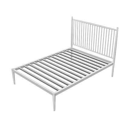 Letto a fila con telaio aperto in metallo contemporaneo con legno rettangolare con gambe metalliche