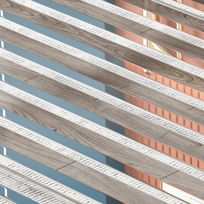 Letto a fila con telaio aperto in metallo contemporaneo con legno rettangolare con gambe metalliche