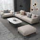 Modern Fabric Sofa Recessed Arm Seating with Pillows in White