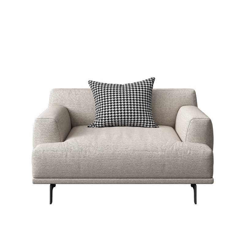 Modern Fabric Sofa Recessed Arm Seating with Pillows in White