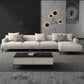 Modern Fabric Sofa Recessed Arm Seating with Pillows in White
