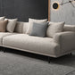 Modern Fabric Sofa Recessed Arm Seating with Pillows in White