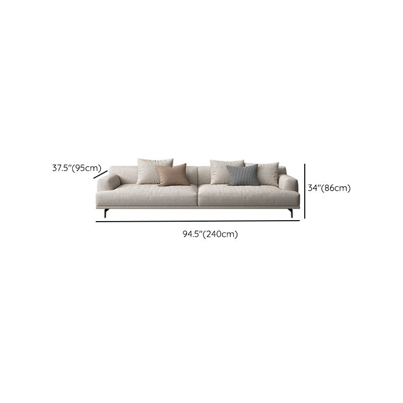 Modern Fabric Sofa Recessed Arm Seating with Pillows in White