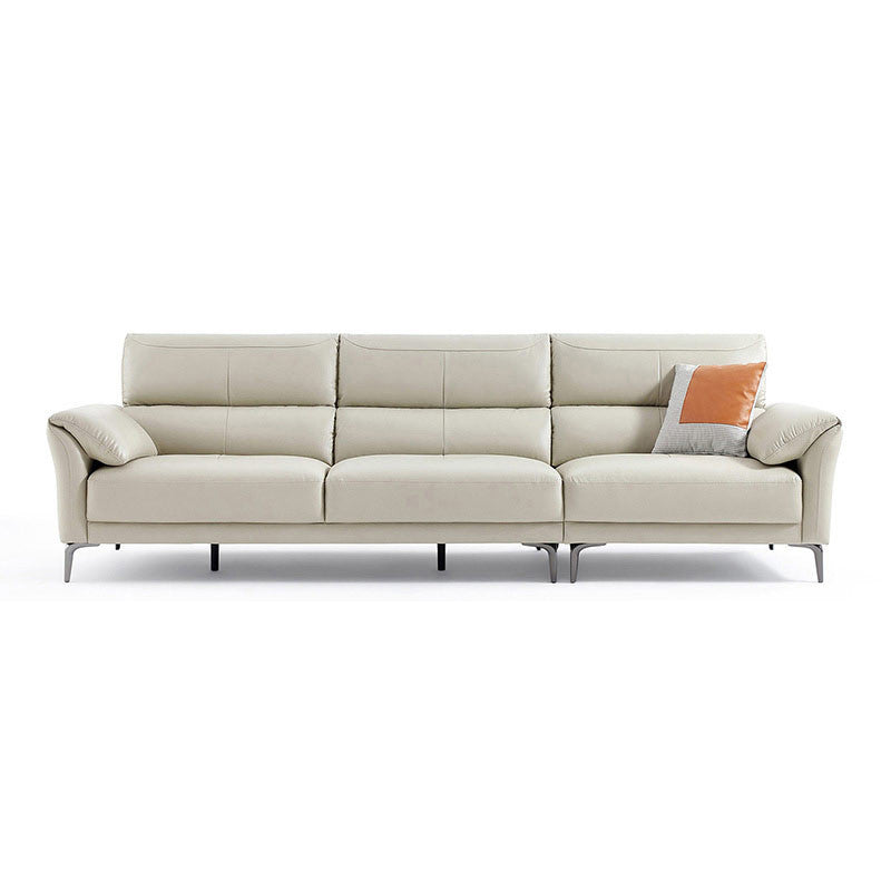 34"H Mission Craftsman Sectional Sofa Genuine Leather Sleeper Sectional 111"L x 37"W x 35"H Genuine Leather Gray Clearhalo 'furn' 'furn_sectionals' 'Furniture' 'Living Room Furniture' 'Sectionals' 6567609