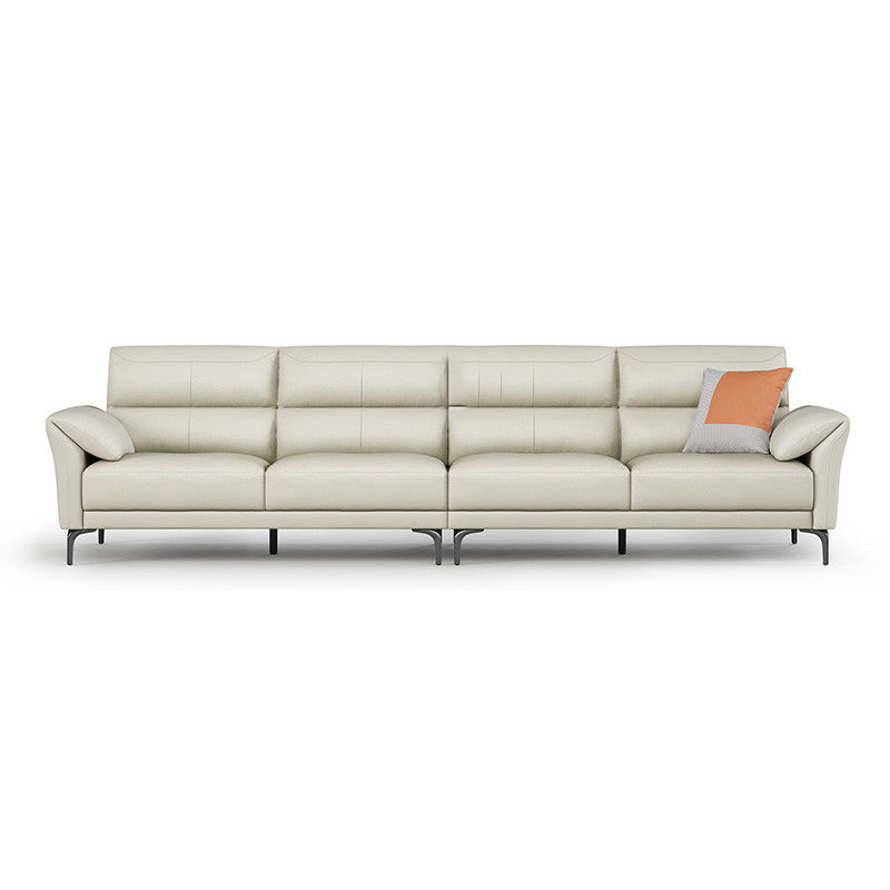 34"H Mission Craftsman Sectional Sofa Genuine Leather Sleeper Sectional 129"L x 37"W x 35"H Genuine Leather Gray Clearhalo 'furn' 'furn_sectionals' 'Furniture' 'Living Room Furniture' 'Sectionals' 6567615