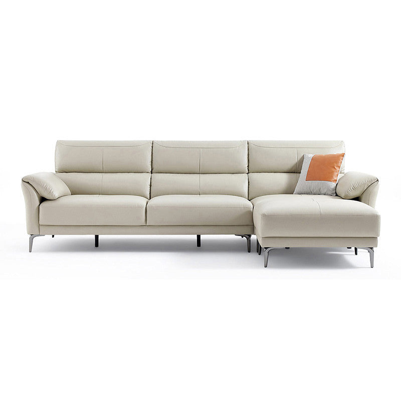 34"H Mission Craftsman Sectional Sofa Genuine Leather Sleeper Sectional 111"L x 63"W x 35"H Genuine Leather Gray Clearhalo 'furn' 'furn_sectionals' 'Furniture' 'Living Room Furniture' 'Sectionals' 6567616