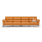 34"H Mission Craftsman Sectional Sofa Genuine Leather Sleeper Sectional 129"L x 37"W x 35"H Genuine Leather Orange Clearhalo 'furn' 'furn_sectionals' 'Furniture' 'Living Room Furniture' 'Sectionals' 6567617