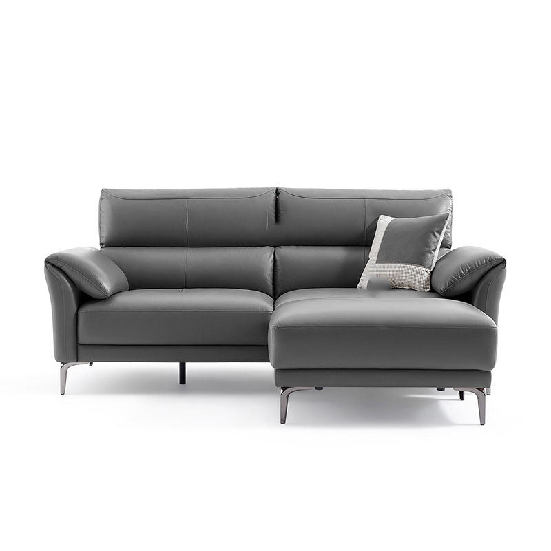 34"H Mission Craftsman Sectional Sofa Genuine Leather Sleeper Sectional 78"L x 63"W x 35"H Genuine Leather Dark Gray Clearhalo 'furn' 'furn_sectionals' 'Furniture' 'Living Room Furniture' 'Sectionals' 6567625